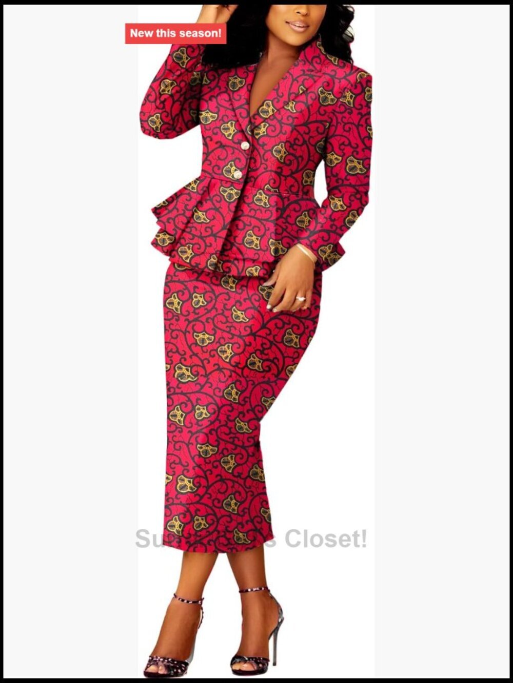 Women's African Wax Print 2 Piece Suit Blazer & Maxi Skirt